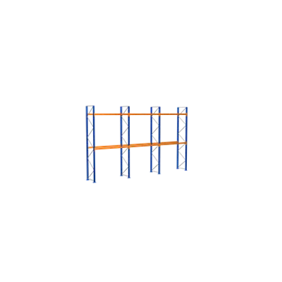 Pallet racking, Complete shelving unit, 5000 x 8444 x 1100 mm, blue/galvanized/orange, 3 storage levels, pallet weight up to 860 kg, Bay load max. 5.725 kg图像