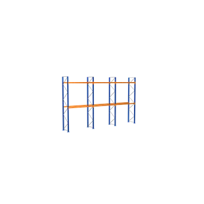 画像 Pallet racking, Complete shelving unit, 5000 x 8444 x 1100 mm, blue/galvanized/orange, 3 storage levels, pallet weight up to 860 kg, Bay load max. 5.725 kg