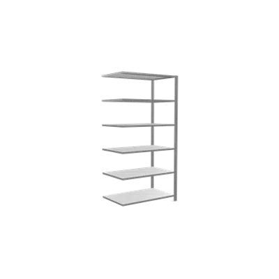 Image for Shelving systems office, Extension Shelving, Plug-in shelving system, MULTIplus150, 2000 x 1000 x 600 mm, 6 Shelves, 120 folder items, galvanized