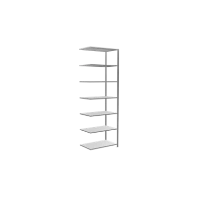 billede til Plug-in shelving system, Extension Shelving, MULTIplus150, 3000 x 1000 x 600 mm, 7 Shelves, cross brace, galvanized