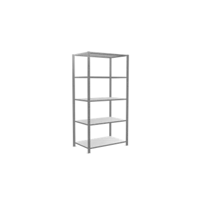 afbeelding voor Plug-in shelving system, Starter Shelving, MULTIplus150, 2000 x 1000 x 600 mm, 5 Shelves, cross brace, galvanized