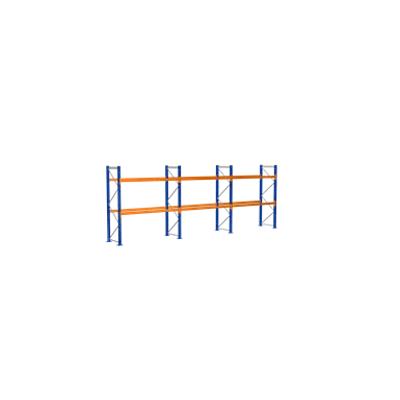 Pallet racking, Complete shelving unit, 3000 x 8444 x 1100 mm, blue/galvanized/orange, 3 storage levels, pallet weight up to 860 kg, Bay load max. 10.415 kg图像