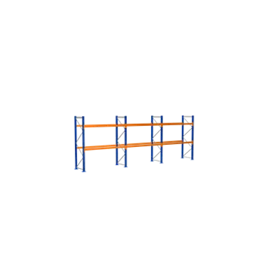 Imagem para Pallet racking, Complete shelving unit, 3000 x 8444 x 1100 mm, blue/galvanized/orange, 3 storage levels, pallet weight up to 860 kg, Bay load max. 10.415 kg}