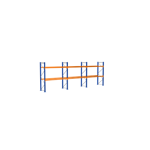 palettenregal, komplettregal, 3000 x 8444 x 1100 mm, blau/verzinkt/orange, 3 lagerebenen, für 27 palettenplätze, palettengewicht bis 860 kg, feldlast max. 10.415 kg