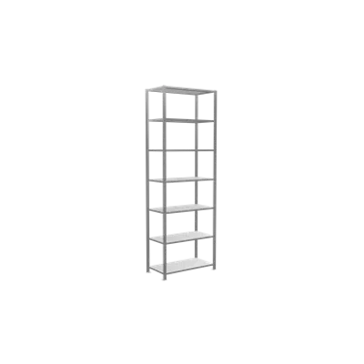 billede til Plug-in shelving system, Starter Shelving, MULTIplus150, 3000 x 1000 x 500 mm, 7 Shelves, cross brace, galvanized