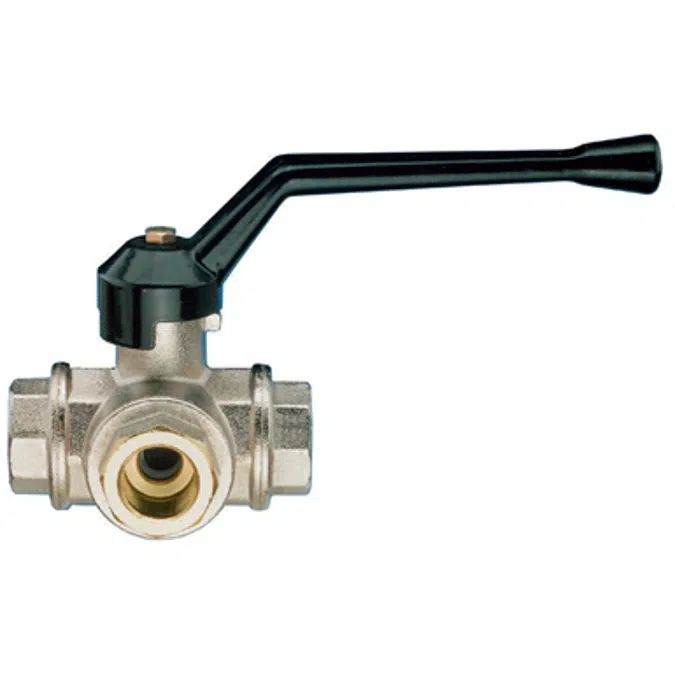 3400 COMBI-SFER, Three way ball valve, female threaded, L-port, with aluminium handle