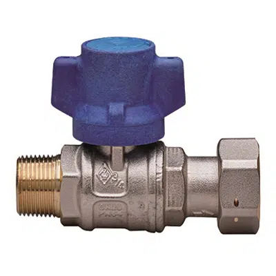 画像 2098 BUBBLE-SFER, Full bore ball valve, for water meter’s entrance, thread male/ring nut, with anti-tampering T-handle and ball with
automatic rinse system