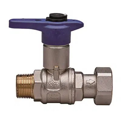 Image for 2068 BUBBLE-SFER, Water full bore ball valve with meter’s entrance, thread male/nut, technopolymer handle, extractable and replaceable
security lock and ball with automatic rinse system
