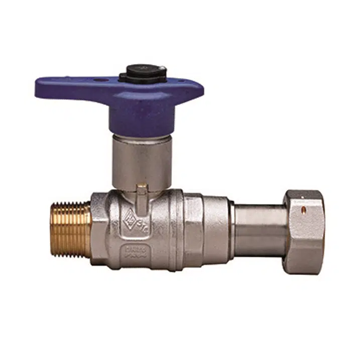 2066 BUBBLE-SFER, Water full bore ball valve with meter’s entrance, thread male/telescopic fitting, tecnopolymer handle, extractable and
replaceable security lock and ball with automatic rinse system