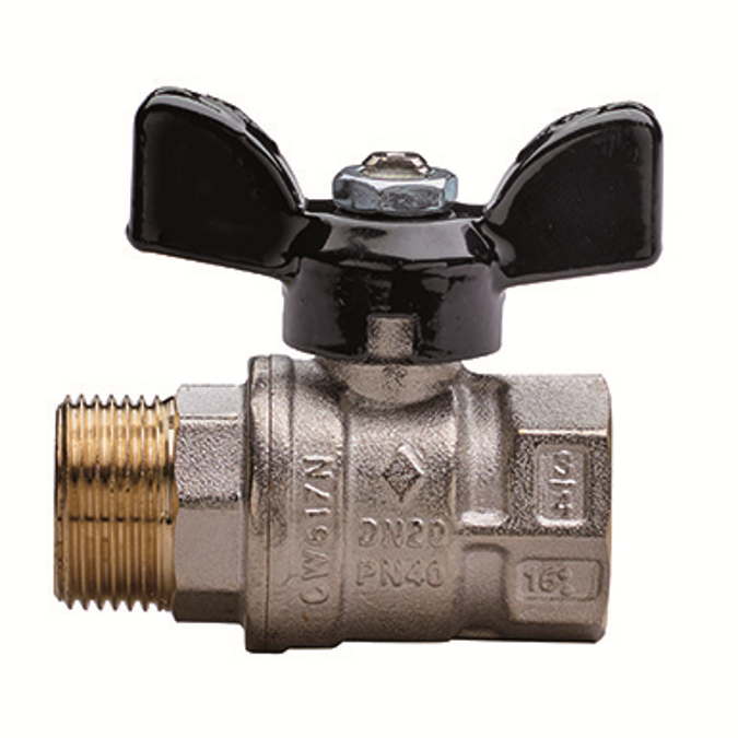 1521 UNI-SFER, Full bore ball valve, M/F ISO 228/1 threaded, with aluminium T-handle