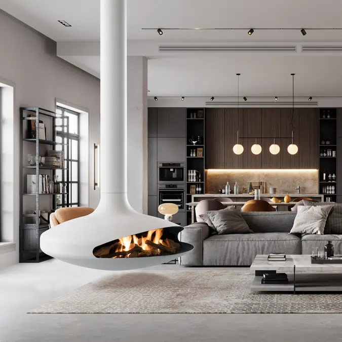 Gyrofocus gas - Suspended designer fireplace