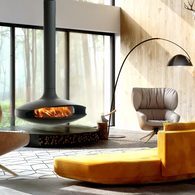 Gyrofocus glazed - Suspended designer fireplace