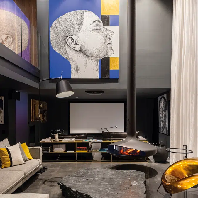 Gyrofocus glazed - Suspended designer fireplace