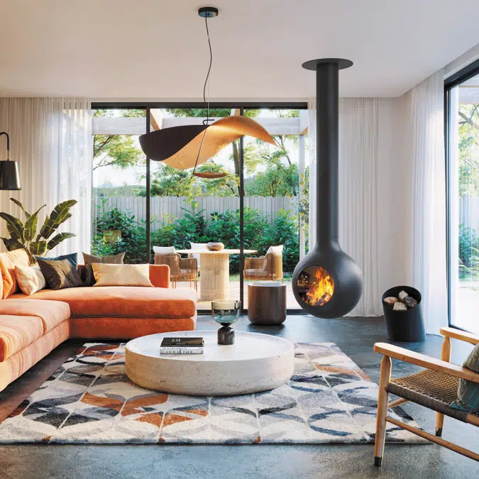 Bathyscafocus porthole - Suspended designer fireplace