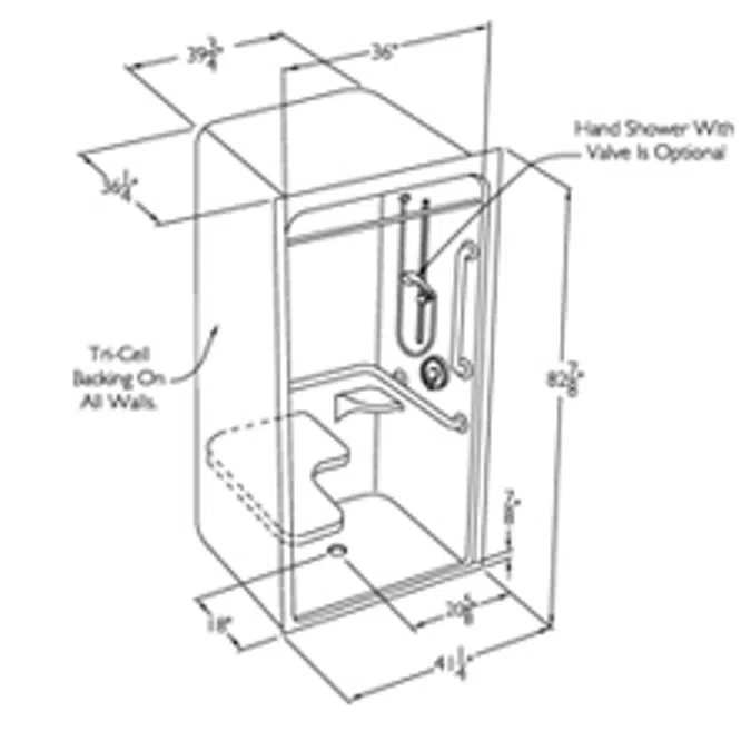 BIM objects Free download! XSA4136BF 36 x 36 code compliant acrylic