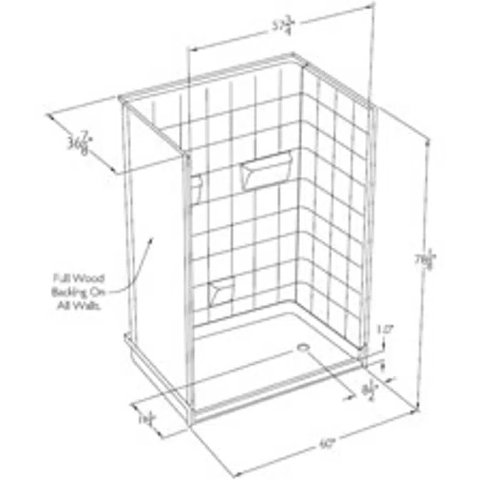 XST6036BF 5P L/R - 60 x 37 x 78 Multi-piece, tile-pattern gelcoat barrier-free shower