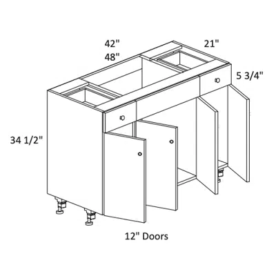 obraz dla Vanity Sink Base 2 Drawers 42-48 Wide