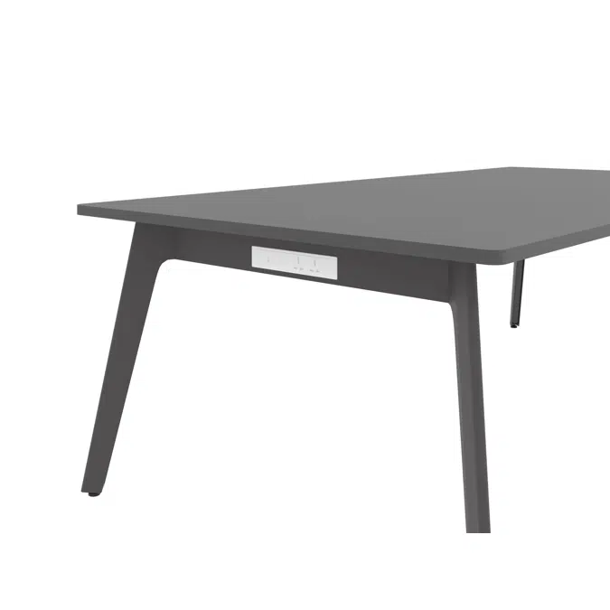 Modernform Orbix Expansion Meeting Table without Center Leg with Angled Leg and and Power Outlet