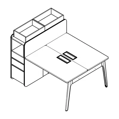 Modernform Orbix Double Desk with Storage图像