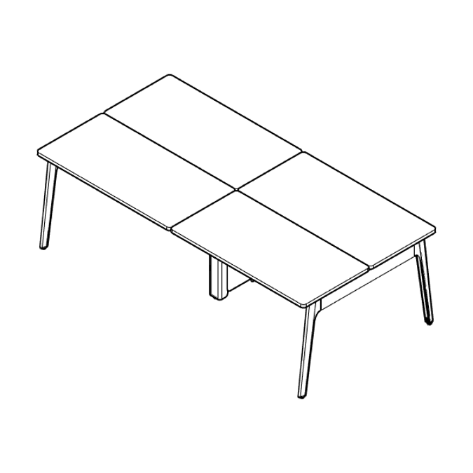 Modernform Orbix Double desk 4 Seat with Flip-up and Pole Leg