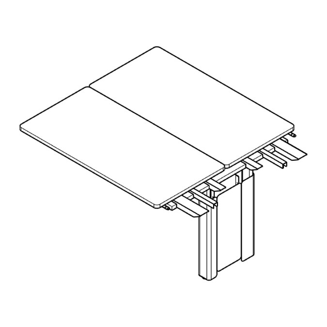 Modernform Orbix Double Extension Desk with Flip-up and Pole Leg