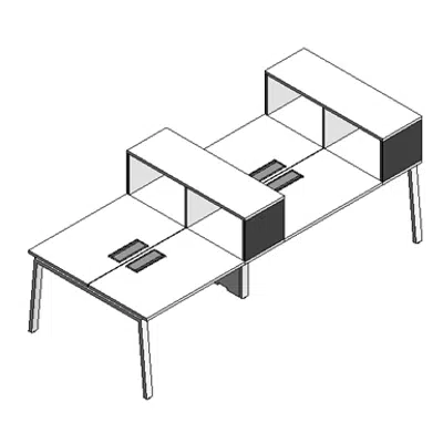 Image for Modernform Double Desk on Top Cabinet 4 Seat Felt Cosmos 280x120 Z