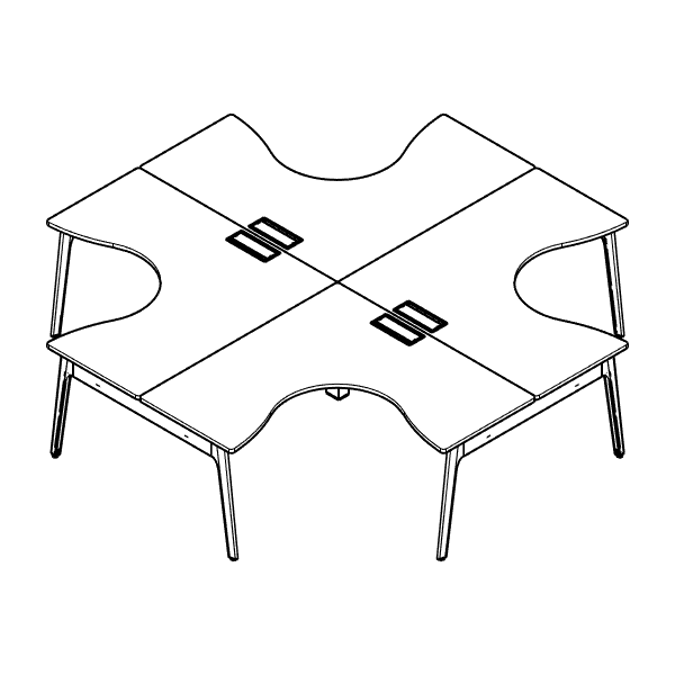 Modernform Orbix L-shape Desk 4 Seat with Flip-up