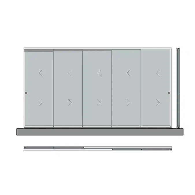 Multi–Track frameless sliding door - Tandem Series