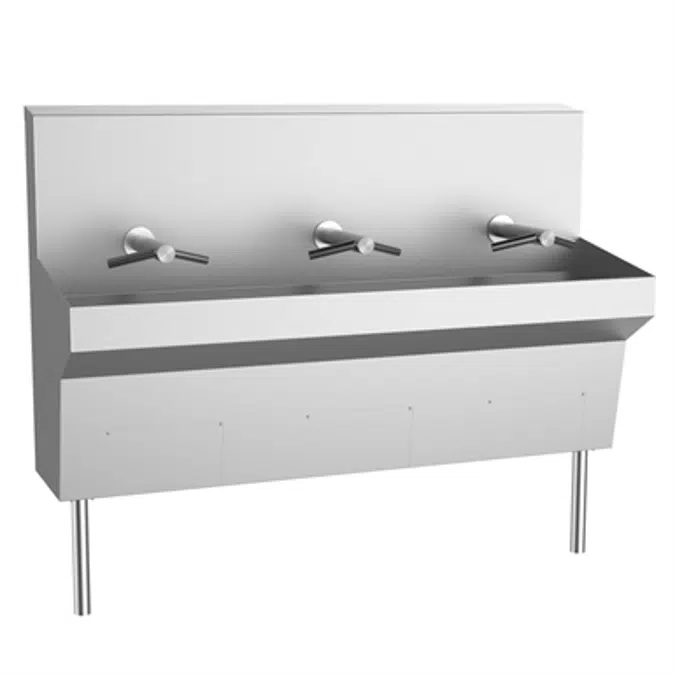 Wall Mounted Sink Featuring Dyson Air Blade Hand Dryer 