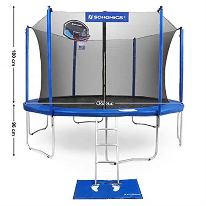 SONGMICS USTR15BU 15ft Trampoline with Enclosure Net