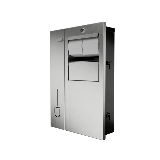 Recessed In-Cubicle Unit (Toilet Roll, Brush and Waste Bin)
