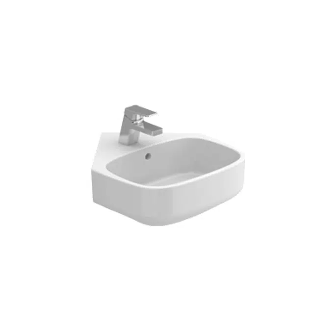 BE YOU 400 wall-mounted corner washbasin (w/ central tap hole)