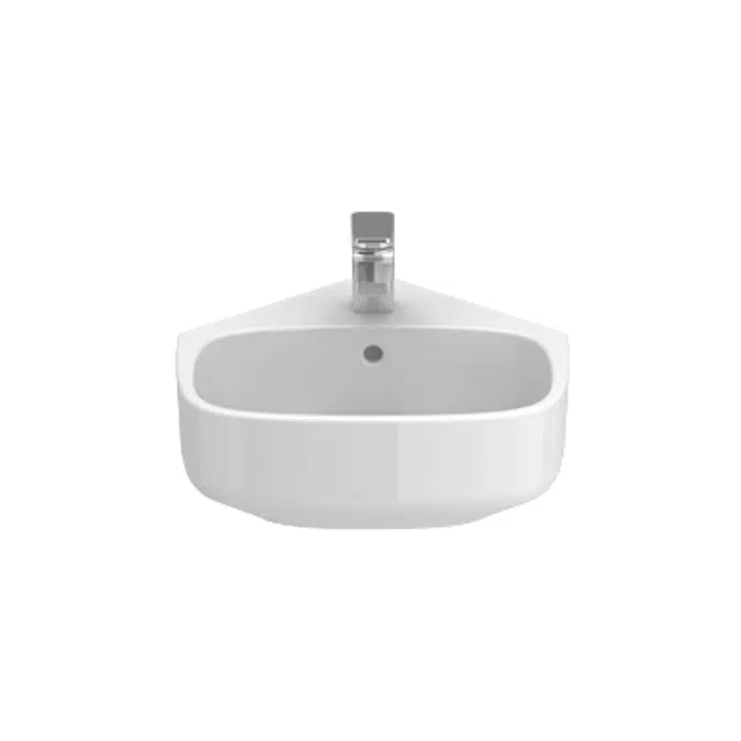 BE YOU 400 wall-mounted corner washbasin (w/ central tap hole)