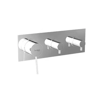画像 UNIC 4 outlets - horizontal rosette - single lever shower/bath mixer