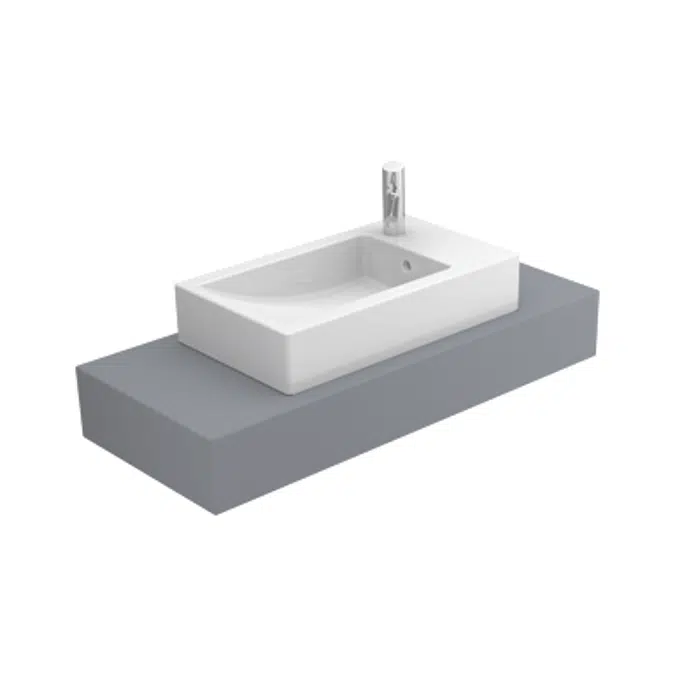 CUBIC 595 countertop/wall-mounted washbasin (w/ right tap hole)