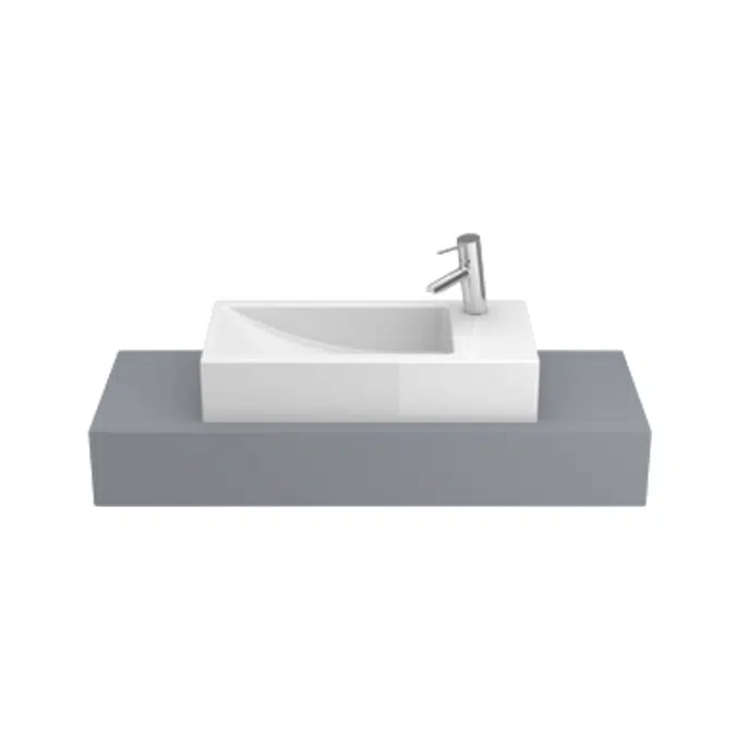 CUBIC 595 countertop/wall-mounted washbasin (w/ right tap hole)