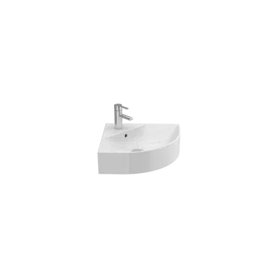 ALBUS 450 vitreous china wall-mounted washbasin (corner) için görüntü