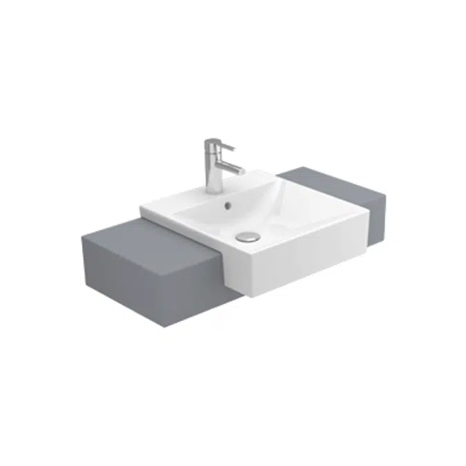 ALBUS 450 semi-recessed washbasin (w/ central tap hole)