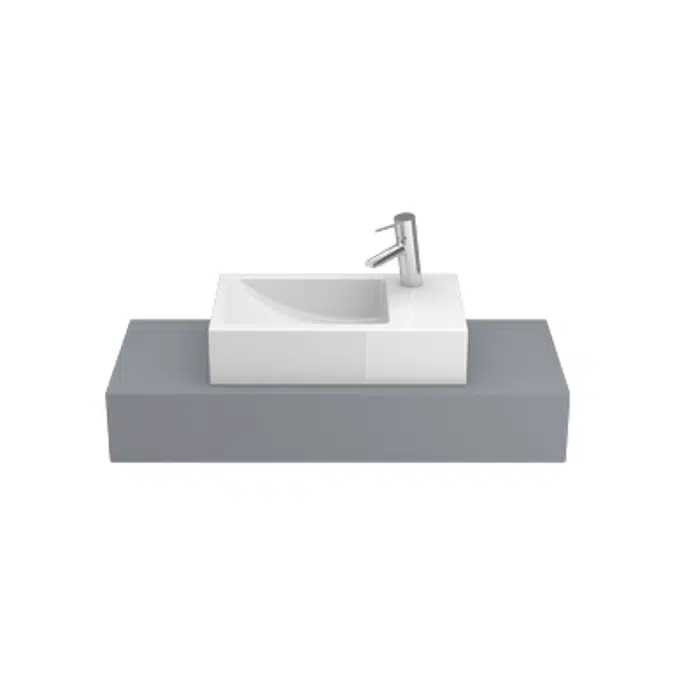 CUBIC 500 countertop/wall-mounted washbasin (w/ right tap hole)