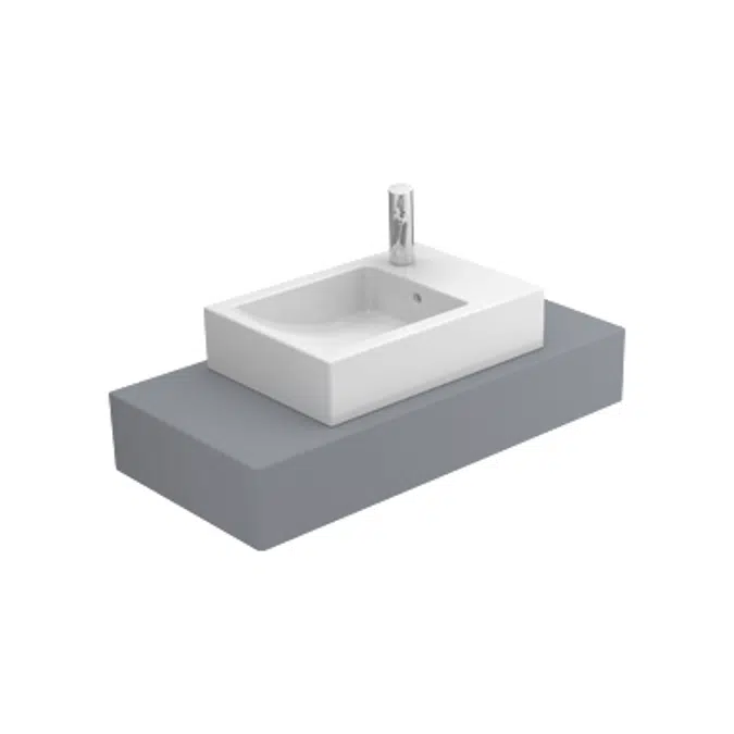 CUBIC 500 countertop/wall-mounted washbasin (w/ right tap hole)