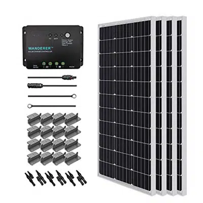 billede til Renogy RNG-KIT-STARTER400D-WND30 400 Watt 12 Volt Monocrystalline Solar Starter Kit