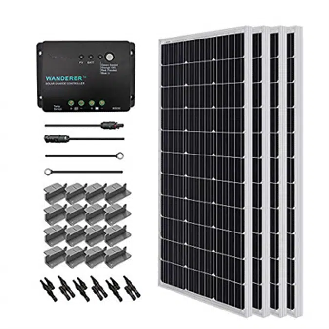 Renogy RNG-KIT-STARTER400D-WND30 400 Watt 12 Volt Monocrystalline Solar Starter Kit