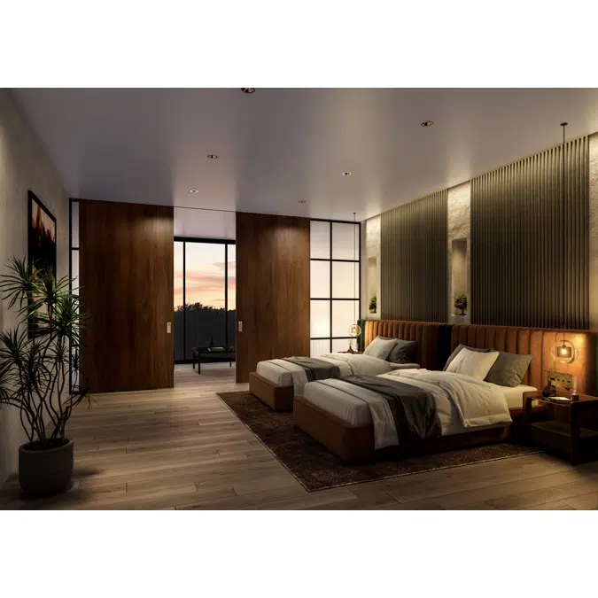 TOP MOUNTED SLIDING DOOR SYSTEM FD90 Pocket Door / Two-Way Damper / Recessed Upper Roller