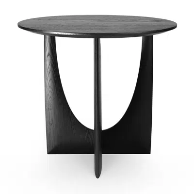 Image for Geometric side table - varnished oak - black - round - 51x51x50 cm