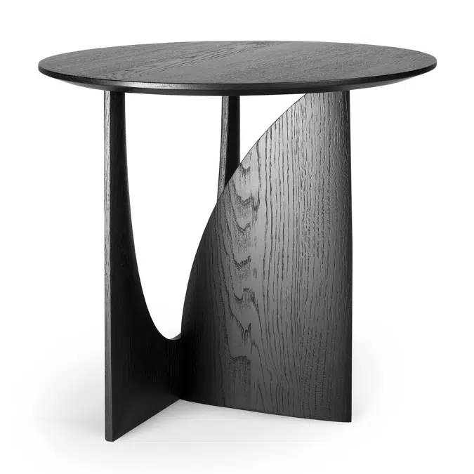 Geometric side table - varnished oak - black - round - 51x51x50 cm