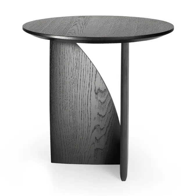 Geometric side table - varnished oak - black - round - 51x51x50 cm