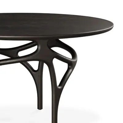Image for Cena dining table - varnished teak - dark brown - engraved - round - 150 x 150 x 76 cm