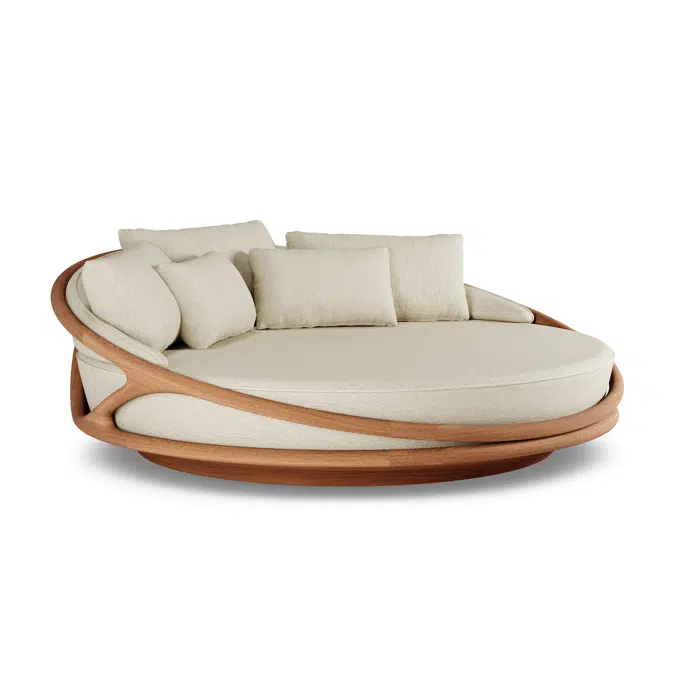 Solis outdoor daybed - teak - beige bouclé - round - 200 x 200 x 67 cm