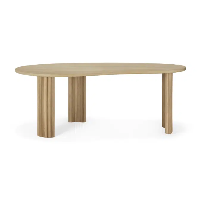 Boomerang desk - varnished oak - pebble shape 200x100x75 cm