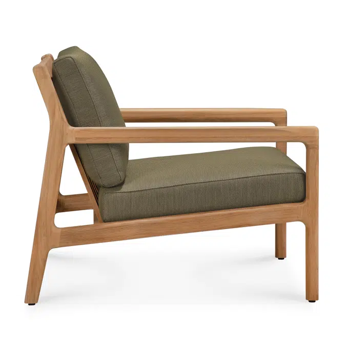 Jack outdoor lounge chair - teak - Green fabric - 76 x 90 x 74 cm